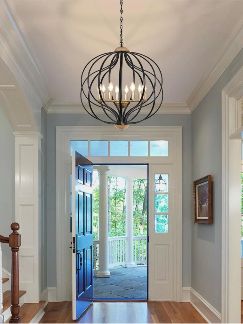 Modern Black and Gold Orb Chandelier Pendant Light
